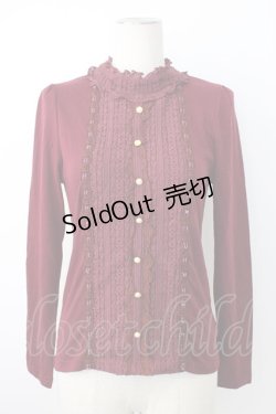 画像1: axes femme / ブローチ付ハイネックプルオーバー  ボルドー T-26-01-28-002-AX-TO-SA-ZT