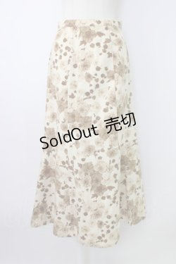 画像1: PINK HOUSE / モノトーン花柄スカート L ベージュ T-26-01-28-012-LO-SK-SA-ZT