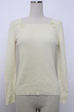 画像1: INGEBORG / 切替編み上げ長袖トップス  アイボリー T-26-01-29-003-LO-TO-SA-ZT581