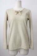 INGEBORG / 胸元リボン付ベロア風プルオーバー  若草 T-26-01-29-006-LO-TO-SA-ZT581
