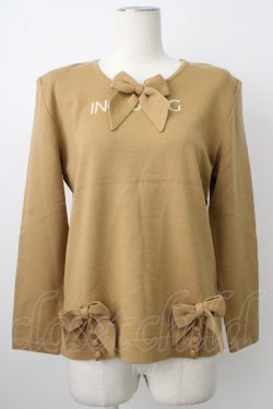 画像1: INGEBORG / ニット裾2リボン&ボタンプルオーバー  カラシ T-26-01-29-007-LO-TO-SA-ZT582