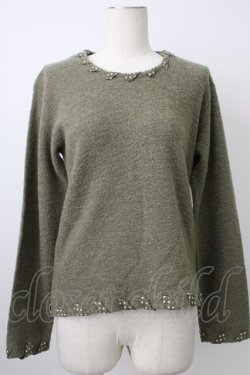 画像1: INGEBORG / ドットリボン巻きパイルプルオーバー  グリーン T-26-01-29-008-LO-TO-SA-ZT582
