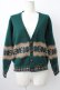 画像1: PINK HOUSE / 幾何学柄Vネックカーディガン  グリーン T-26-01-29-009-LO-TO-SA-ZT (1)