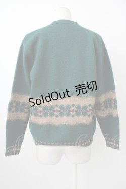 画像2: PINK HOUSE / 幾何学柄Vネックカーディガン  グリーン T-26-01-29-009-LO-TO-SA-ZT