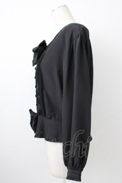 画像3: PINK HOUSE / 2つリボン&ピンタックフリルカフス長袖ブラウス  ブラック T-26-01-29-010-LO-BL-SA-ZT