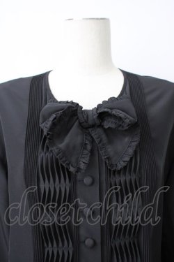 画像4: PINK HOUSE / 2つリボン&ピンタックフリルカフス長袖ブラウス  ブラック T-26-01-29-010-LO-BL-SA-ZT