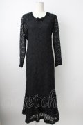 KANEKO ISAO / 総レース長袖ワンピース  ブラック T-26-01-29-012-EL-OP-SA-ZT582