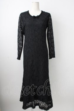 画像1: KANEKO ISAO / 総レース長袖ワンピース  ブラック T-26-01-29-012-EL-OP-SA-ZT