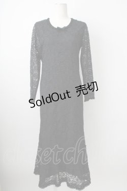 画像1: KANEKO ISAO / 総レース長袖ワンピース  ブラック T-26-01-29-012-EL-OP-SA-ZT582