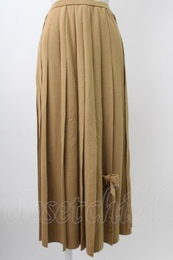 画像1: INGEBORG / ニット裾リボンプリーツスカート  ベージュ T-26-01-29-016-LO-SK-SA-ZT