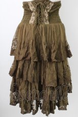 画像2: OZZ ANGELO / レース段スカート  オリーブ T-26-01-29-017-OO-SK-SA-ZT582 (2)