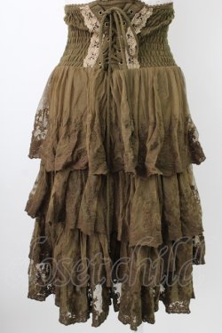 画像2: OZZ ANGELO / レース段スカート  オリーブ T-26-01-29-017-OO-SK-SA-ZT
