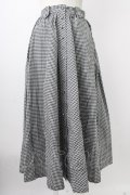 INGEBORG / ギンガムチェック共布ボタン前開きスカート  ブラック T-26-01-29-020-LO-SK-SA-ZT