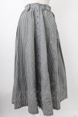 画像1: INGEBORG / ギンガムチェック共布ボタン前開きスカート  ブラック T-26-01-29-020-LO-SK-SA-ZT582 (1)