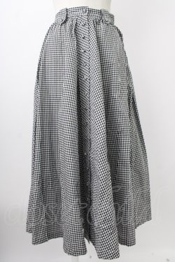 画像1: INGEBORG / ギンガムチェック共布ボタン前開きスカート  ブラック T-26-01-29-020-LO-SK-SA-ZT