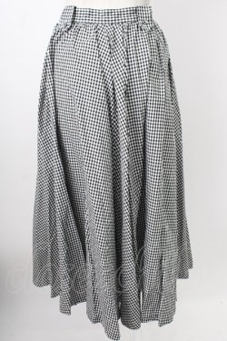 画像2: INGEBORG / ギンガムチェック共布ボタン前開きスカート  ブラック T-26-01-29-020-LO-SK-SA-ZT