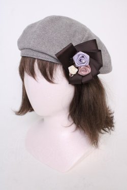 画像1: axes femme / 巻きバラリボンブローチ付きベレー  グレー T-26-02-01-025-AX-AC-SA-ZT
