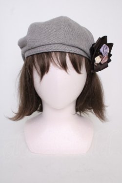 画像2: axes femme / 巻きバラリボンブローチ付きベレー  グレー T-26-02-01-025-AX-AC-SA-ZT
