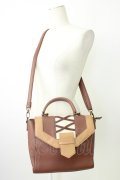 axes femme / 配色フラップデザインバッグ  ブラウン T-26-02-01-036-AX-BG-SA-ZT