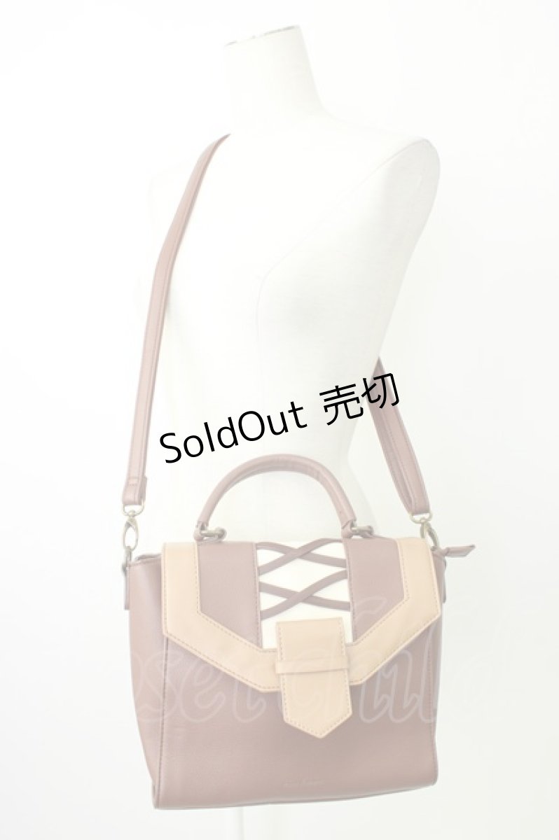 画像1: axes femme / 配色フラップデザインバッグ  ブラウン T-26-02-01-036-AX-BG-SA-ZTK015 (1)