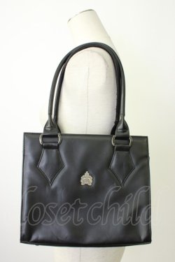 画像1: MIHO MATSUDA / ロゴプレートハンドバッグ  黒 T-26-02-01-037-GO-BG-SA-ZT