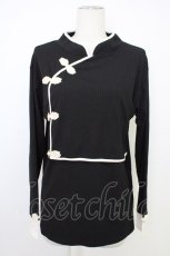 画像1: axes femme / チャイナボタンリブトップス  ブラック T-26-02-01-007-AX-TO-SA-ZT581 (1)