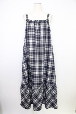 画像1: axes femme / チェック柄キャミワンピース  ネイビー T-26-02-01-009-AX-OP-SA-ZT