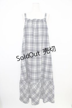 画像1: axes femme / チェック柄キャミワンピース  ネイビー T-26-02-01-009-AX-OP-SA-ZT581