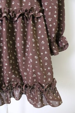 画像4: axes femme POETIQUE / ギャザーフリル長袖ワンピース  ブラウン T-26-02-01-010-AX-OP-SA-ZT