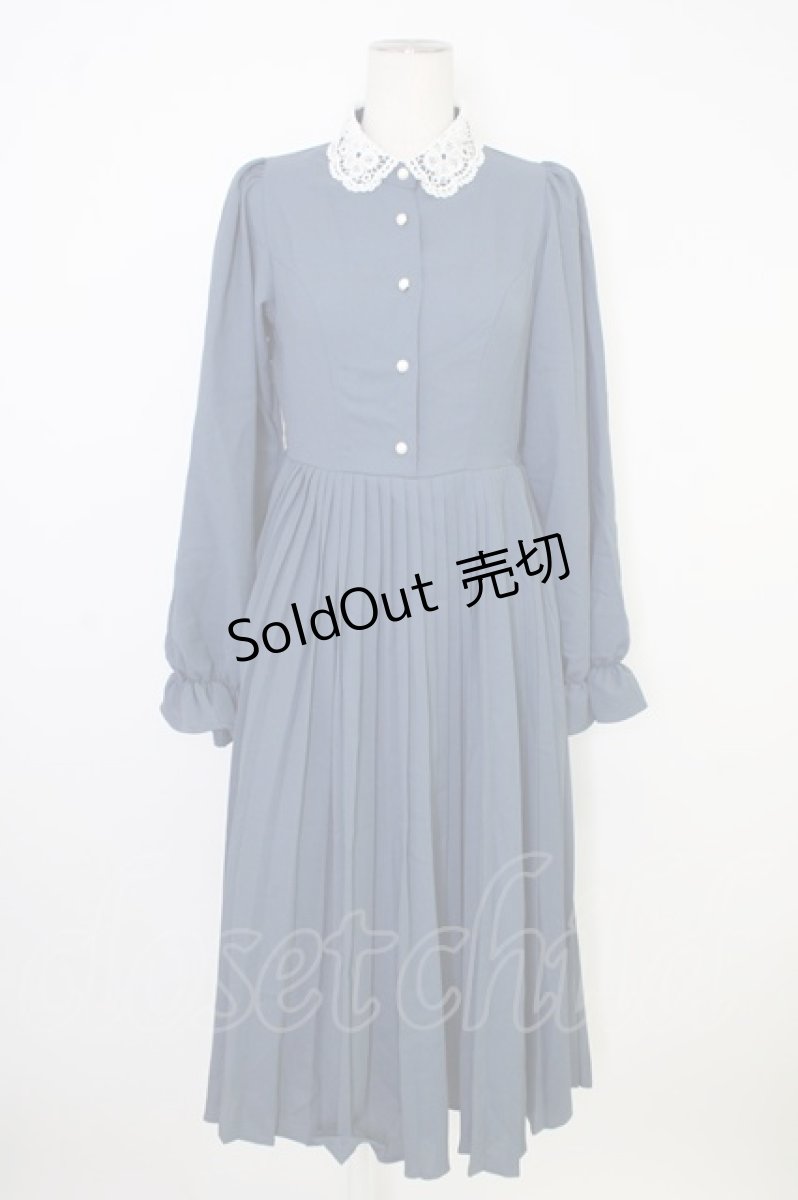 画像1: m petit by misako / AM*レースエリプリーツワンピース S ブルー T-26-02-01-015-LO-OP-SA-ZT581 (1)