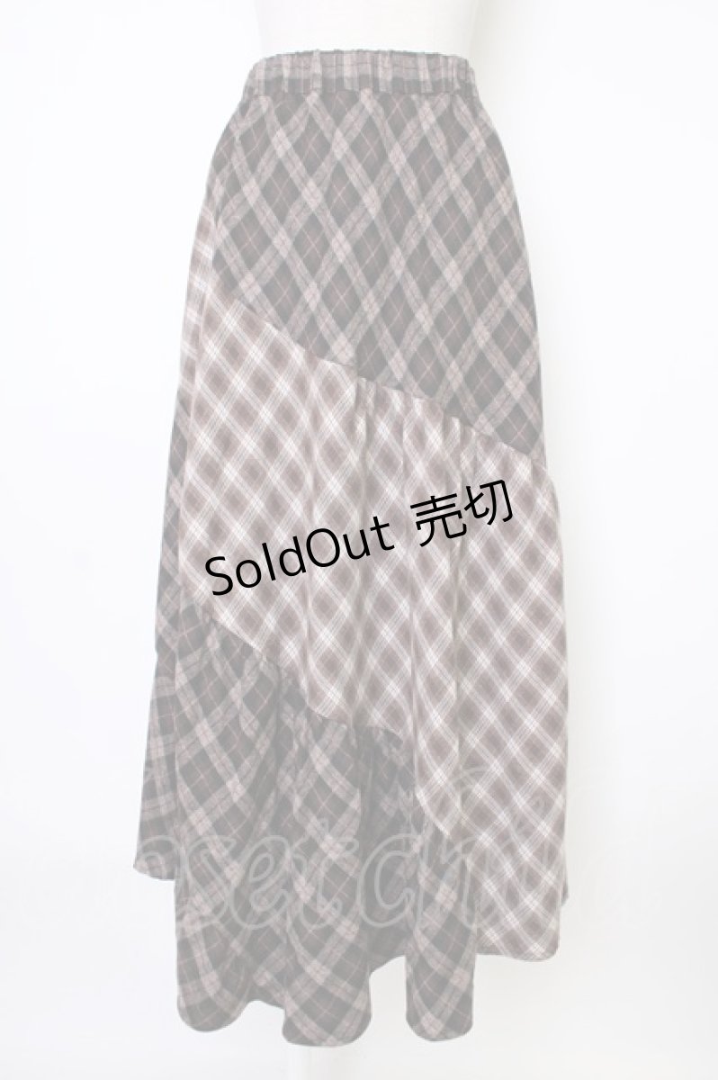 画像1: axes femme / チェック切替ロングスカート M ブラウン T-26-02-01-017-AX-SK-SA-ZT581 (1)