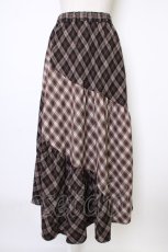 画像1: axes femme / チェック切替ロングスカート M ブラウン T-26-02-01-017-AX-SK-SA-ZT581 (1)
