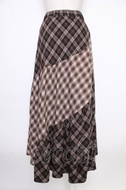 画像2: axes femme / チェック切替ロングスカート M ブラウン T-26-02-01-017-AX-SK-SA-ZT