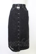 PINK HOUSE / ロゴワッペン前開きデニムスカート  ブラック T-26-02-01-020-LO-SK-SA-ZT