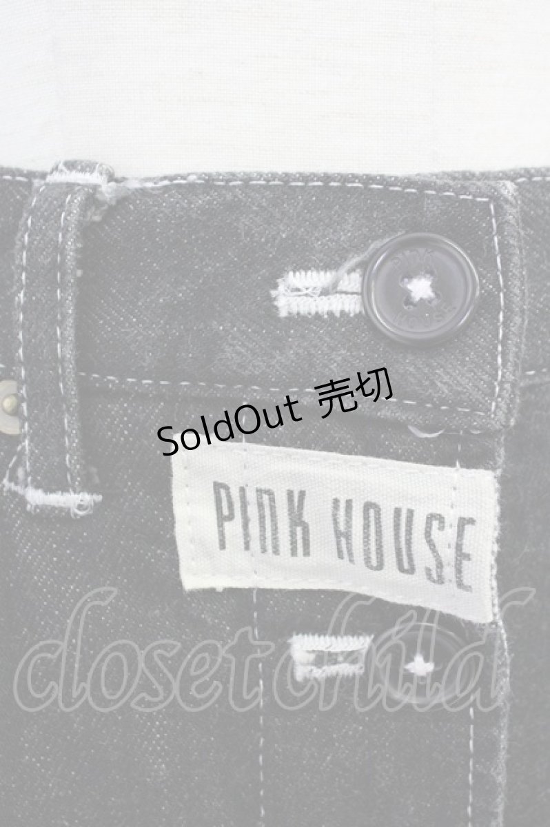 画像3: PINK HOUSE / ロゴワッペン前開きデニムスカート  ブラック T-26-02-01-020-LO-SK-SA-ZT581 (3)