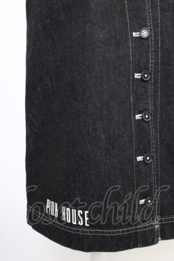 画像4: PINK HOUSE / ロゴワッペン前開きデニムスカート  ブラック T-26-02-01-020-LO-SK-SA-ZT