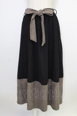 画像1: axes femme / ウエストベルト付き裾切替スカート M ブラック×グレー T-26-02-01-021-AX-SK-SA-ZT