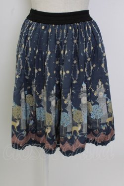 画像1: axes femme / アニマル柄プリーツ風スカート  ネイビー T-26-02-02-021-AX-TO-SA-ZT