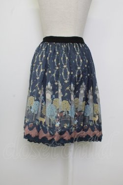 画像2: axes femme / アニマル柄プリーツ風スカート  ネイビー T-26-02-02-021-AX-TO-SA-ZT