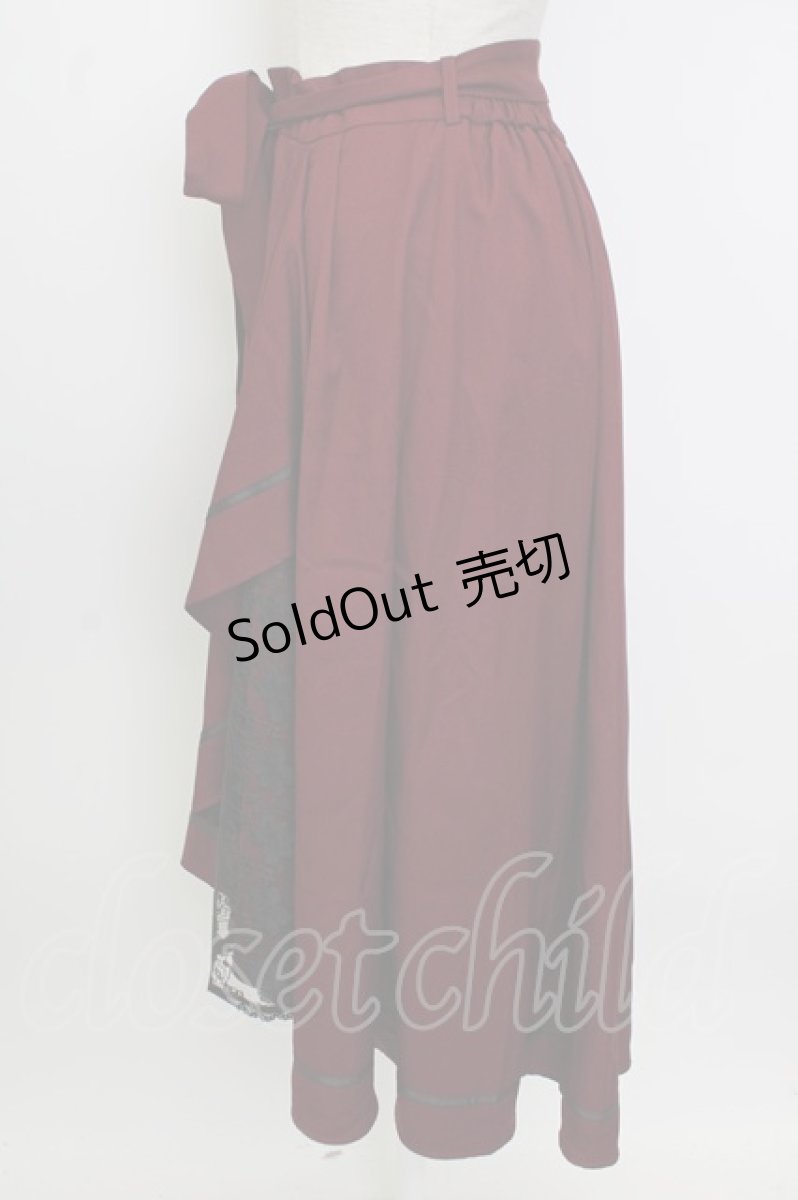画像3: axes femme / リボン付フリルスカート  ボルドー T-26-02-02-024-AX-SK-SA-ZT579 (3)