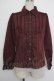 画像1: axes femme / 王冠ボタンストライプフリルブラウス  ボルドー T-26-02-02-004-AX-BL-SA-ZT (1)