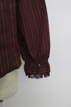 画像3: axes femme / 王冠ボタンストライプフリルブラウス  ボルドー T-26-02-02-004-AX-BL-SA-ZT