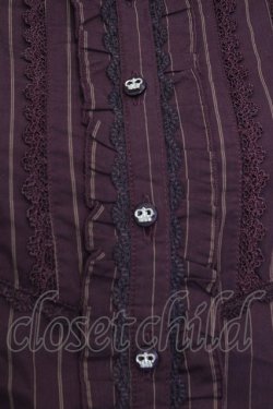 画像5: axes femme / 王冠ボタンストライプフリルブラウス  ボルドー T-26-02-02-004-AX-BL-SA-ZT