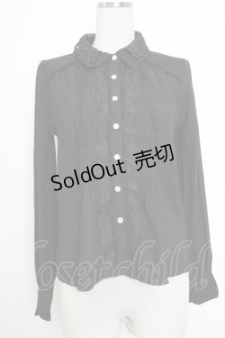 画像1: axes femme / レース襟シフォンブラウス  黒 T-26-02-02-005-AX-BL-SA-ZT