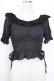 画像1: axes femme POETIQUE / コットンレース襟半袖トップス  黒 T-26-02-02-006-AX-TO-SA-ZT (1)