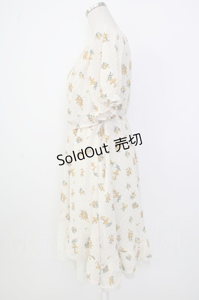 画像3: axes femme / ドットｘ花柄ワンピース M キナリ T-26-02-02-008-AX-OP-SA-ZT579 (3)