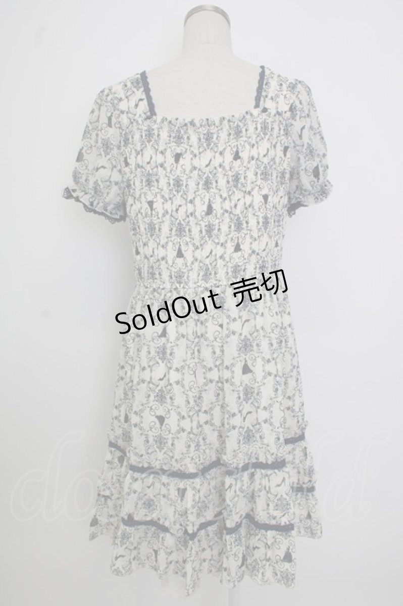 画像2: axes femme / シルエット柄レースアップワンピース M キナリ T-26-02-02-012-AX-OP-SA-ZT579 (2)