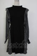 axes femme / 異素材切替フリルワンピース F 黒 T-26-02-02-013-AX-OP-SA-ZT