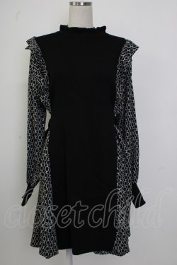 画像1: axes femme / 異素材切替フリルワンピース F 黒 T-26-02-02-013-AX-OP-SA-ZT