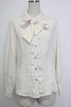 画像1: axes femme / ビジューボタンフリルブラウス M ベージュ T-26-02-02-002-AX-BL-SA-ZT